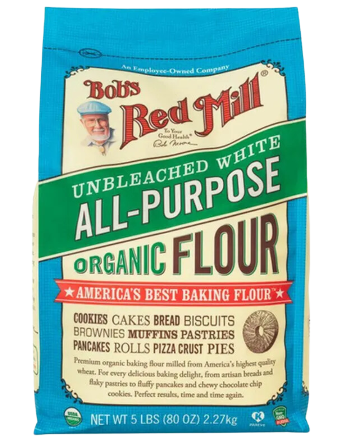 BOB'S RED MILL ORGANIC UNBLEACHED WHITE ALL PURPOSE FLOUR - 5lb