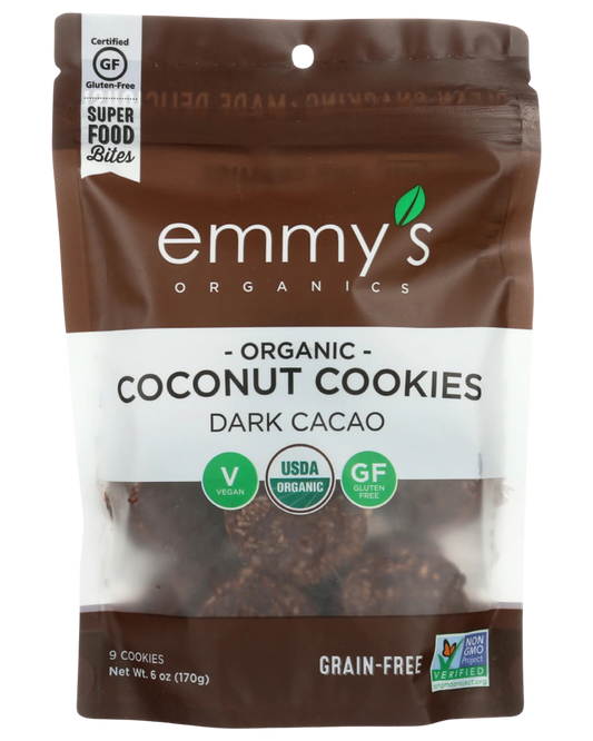 EMMYS ORGANIC COCONUT COOKIES - DARK CACAO - 6oz