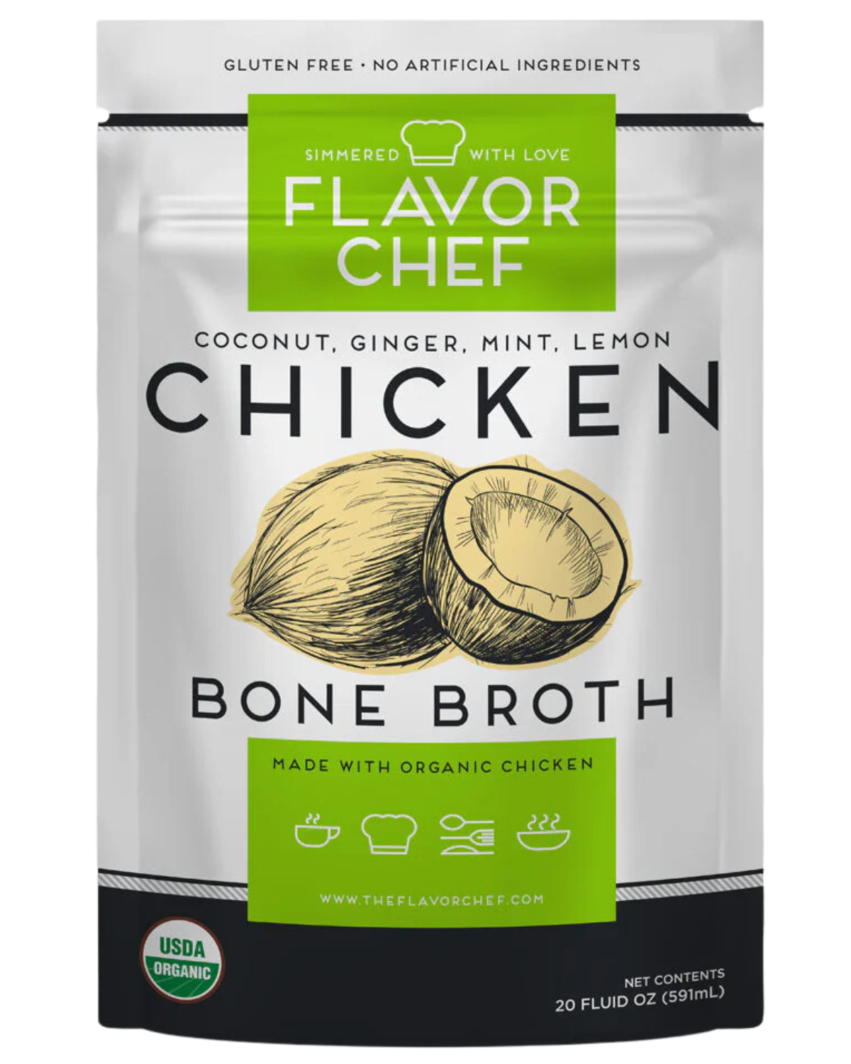 FLAVOR CHEF COCONUT GINGER CHICKEN BONE BROTH - SINGLE