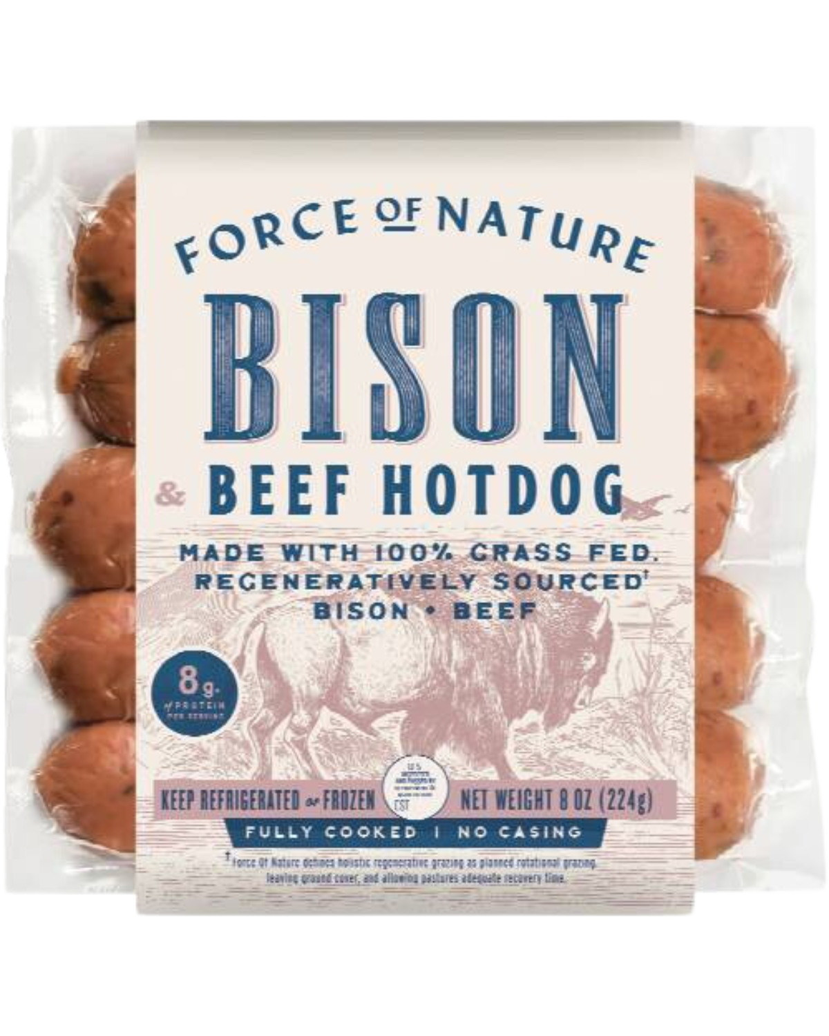 FORCE OF NATURE REGENERATIVE BEEF AND BISON HOT DOGS - PAC