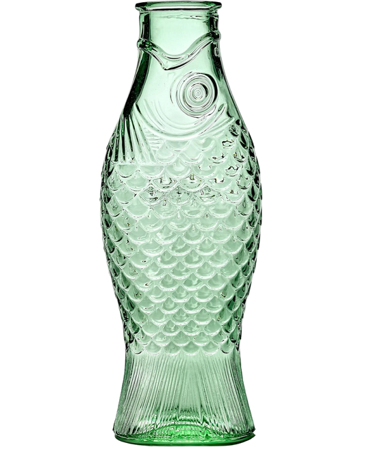 GREEN GLASS FISH CARAFE