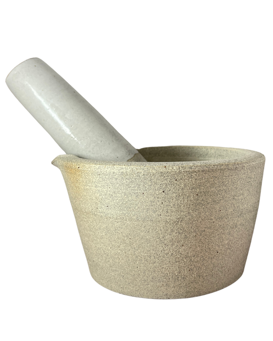 HANDMADE CERAMIC MORTAR AND PESTLE