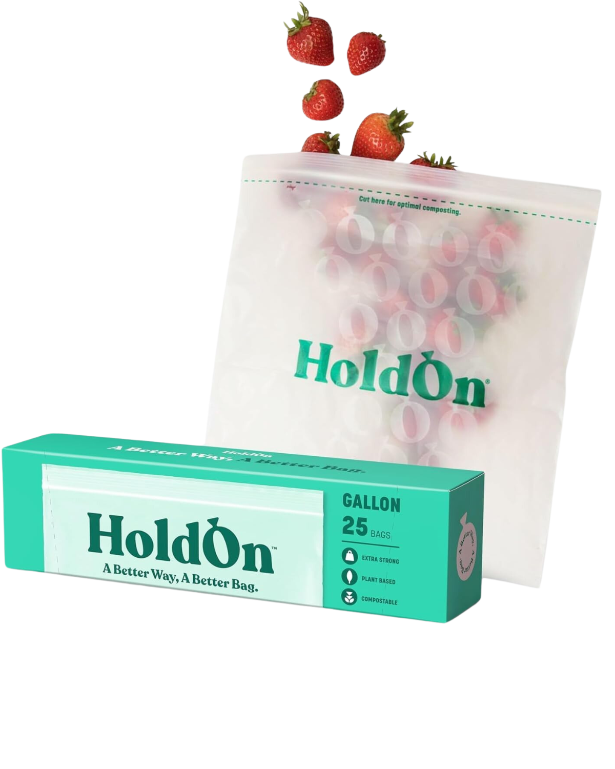 HOLDON COMPOSTABLE ZIPLOCK BAGS - GALLON SIZE - 25 CT