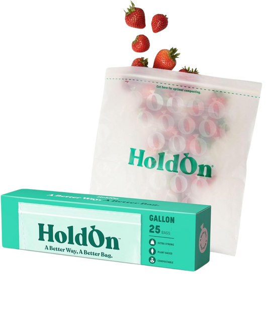 HOLDON COMPOSTABLE ZIPLOCK BAGS - GALLON SIZE - 25 CT