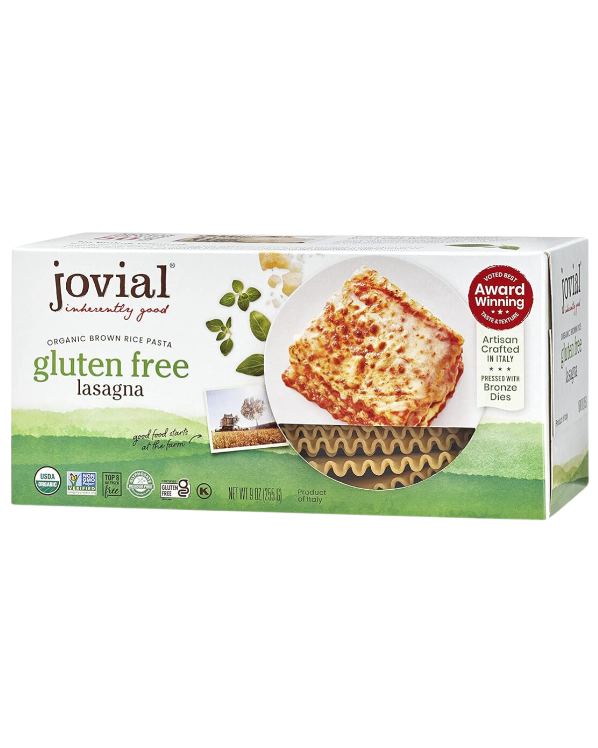 JOVIAL ORGANIC GLUTEN FREE BROWN RICE LASAGNA PASTA SHEETS - 9oz