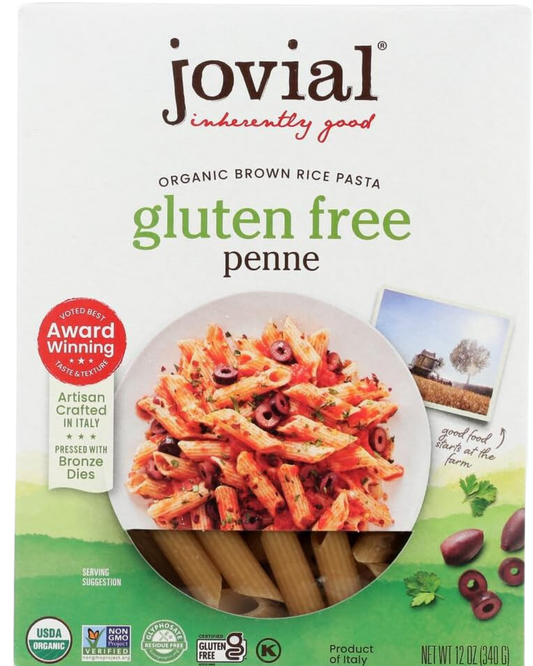 JOVIAL ORGANIC GLUTEN FREE BROWN RICE PENNE RIGATE PASTA - 12oz