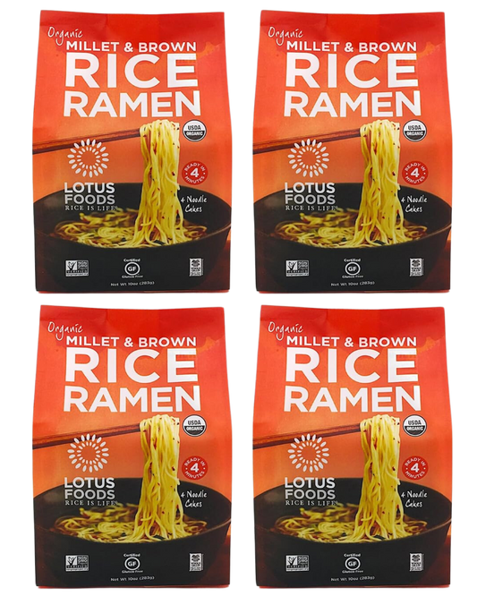 LOTUS FOODS ORGANIC MILLET & BROWN RICE RAMEN - 4 PACK - 10oz