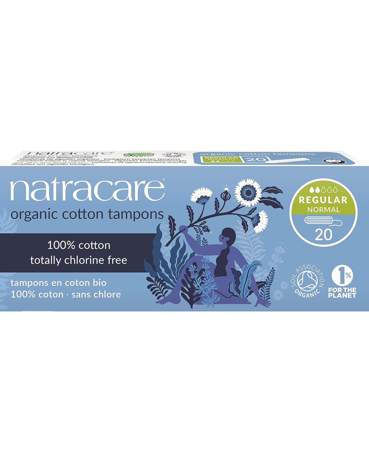 NATRACARE ORGANIC COTTON TAMPONS - REGULAR - 20 COUNT NO APPLICATOR