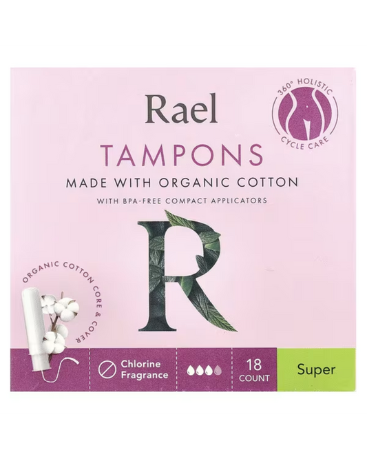 RAEL ORGANIC COTTON TAMPONS - SUPER - 18 COUNT