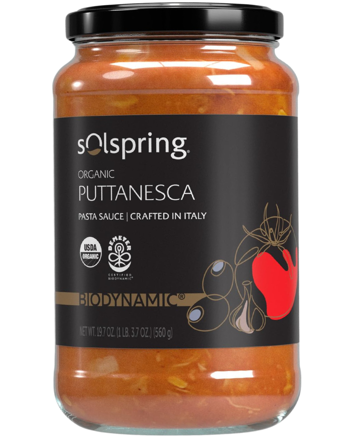 SOLSPRING BIODYNAMIC ORGANIC PUTTANESCA PASTA SAUCE - 19.7oz