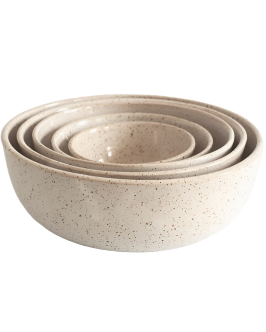 STONEWARE NESTING BOWLS - SET OF 5 - WHITE