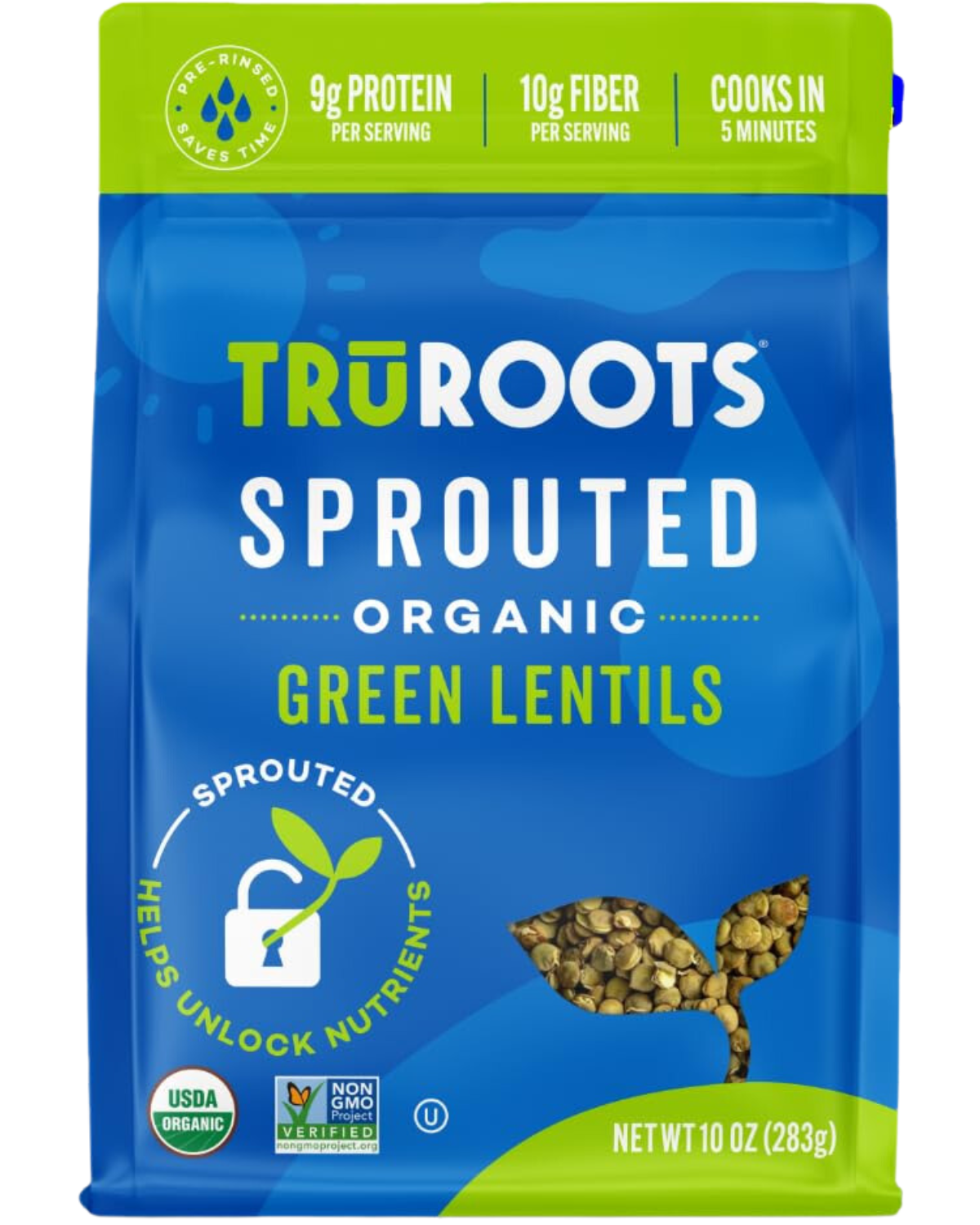 TRUROOTS SPROUTED ORGANIC GREEN LENTILS