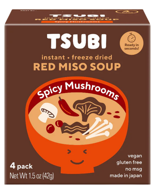 TSUBI SOUP FREEZE DRIED MISO SOUP - RED MISO W/ SPICY MUSHROOM - 4 PACK