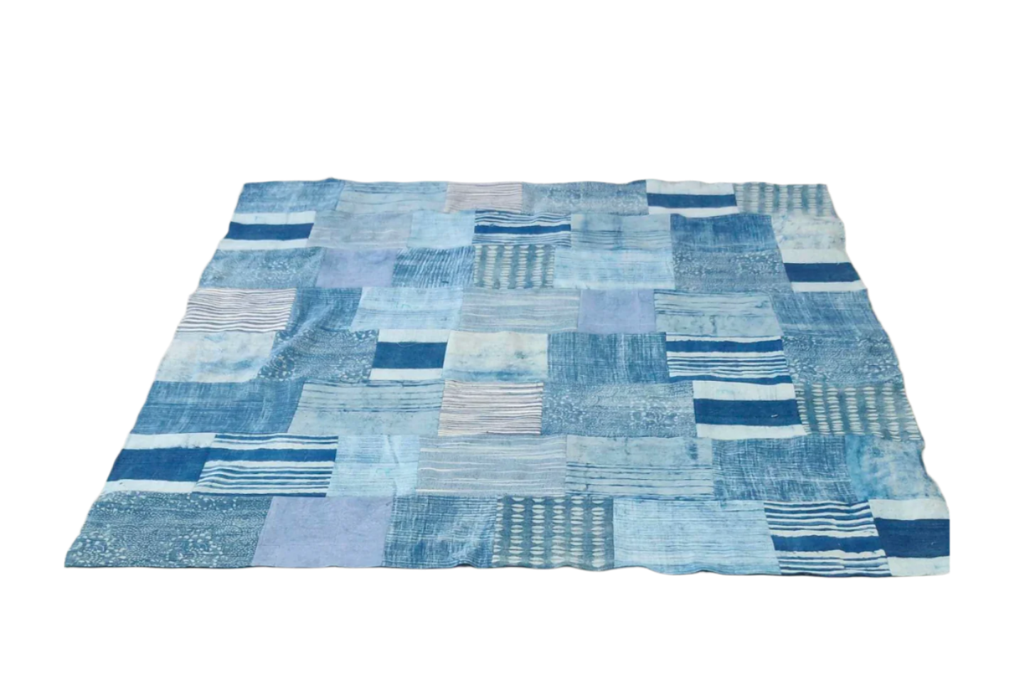 100% COTTON PATCHWORK INDIGO BLANKET